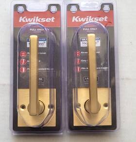 Kwikset 883351869492 Lot 2 Halifax Dummy Inactive Push/pull Non Turning Lever Satin Brass