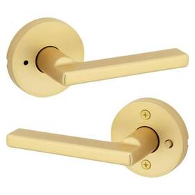 Kwikset 883351941464 Halifax Satin Brass Round Bed Bath Door Handle With Lock Antimicrobial Protection Kwikset 883351941464 Halifax Satin Brass Round Bed Bath Door Handle With Lock Antimicrobial Protection