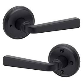 Kwikset 883351942423 Trafford Matte Black Reversible Round Straight Bed/bath Door Handle