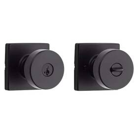Kwikset 883351955546 Pismo Matte Black Keyed Entry Square Door Knob Featuring Smartkey