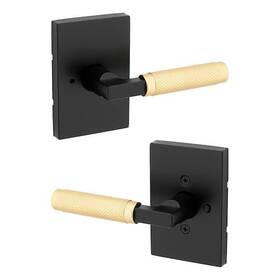Kwikset 883351958806 Prava Matte Black And Satin Brass Bed/bath Door Handle