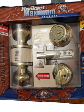 91880-009 Kwikset Maximum Security Keyed Entry And Deadbolt Combo Exterior Lever Handle Nos