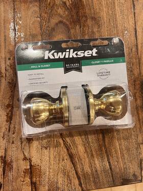 92001-280 Kwikset New Hall/closet Handle In Polished Brass Knob Nob Lifetime Warranty Tylo