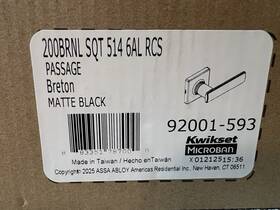 92001-593 Kwikset 200brnls Quart Breton Passage Door Lever Set High Quality Matte Black