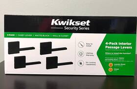 92001-666 Kwikset 4-pack Casey Interior Hall / Closet Passage Door Handle Reversible Black