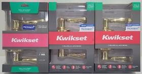 97200-779 Kwikset 92700-779 Tustin Hall And Closet Lever Polished Brass Microban Set Of 3