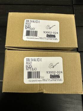 93002-024 Kwikset 2 Balboa Matte Black Privacy Levers
