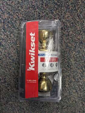 94002-831 Kwikset 94002-828 Microban Keyed Entry Door Knob Polished Brass Brand New