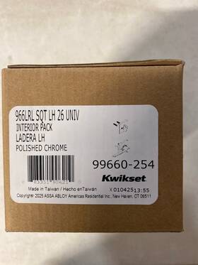 966lrlsqtlh-26.univ Kwikset 966lrlsqtlh Ladera Left Lever Interior Pack With Square Rose - Polished Chr