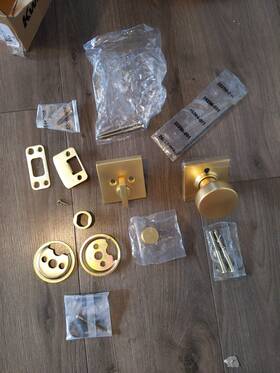 971psksqt-4 Kwikset Single Cylinder Interior Pismo Knob Trim With Square Rose Satin Brass