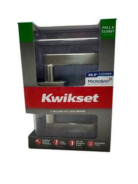 97200-854 Kwikset Halifax Square Hall Closet Door Lever Satin Nickel New