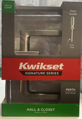 97201-123 Kwikset Perth Interior Passage Door Lever For Closet And Hallway Satin Nickel New