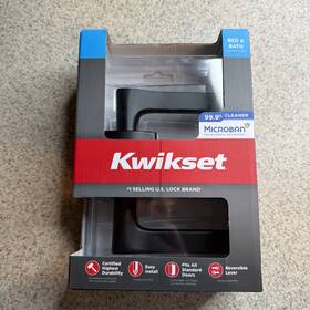 97300-955 Kwikset Privacy Door Handle With Lock Tripoli Matte Black Microban