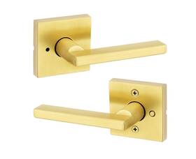 97300-977 Kwikset Halifax Interior Privacy Door Handle With Lock Lever - Satin Brass