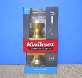 97301-035 Kwikset Pismo Square Bed And Bath Privacy Locking Door Knob Satin Brass