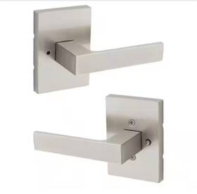 97301-036 Kwikset Singapore Satin Nickel Rectangular Privacy Bed/bath Door Handle Lock