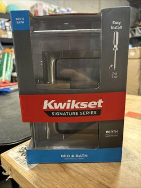 97301-046 Kwikset Perth Satin Nickel Reversible Square Straight Bed/bath Door Handle