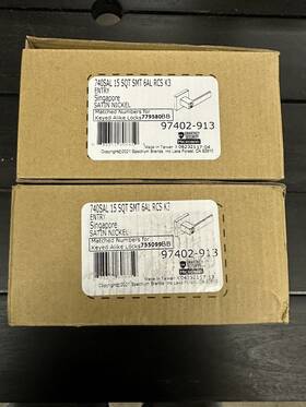 97402-913 Kwikset 2 Singapore Satin Nickel Entry Levers
