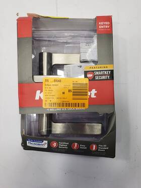97402-933 Kwikset Halifax Satin Nickel Keyed Entry Door Handle Lever With Smartkey Open Box