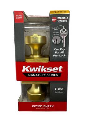 97403-081 Kwikset Pismo Keyed Entry Door Knob Set With Smartkey Satin Brass New