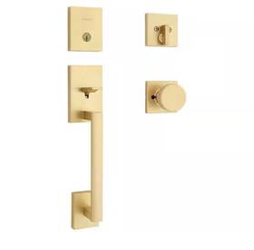 98180-053 Kwikset San Clemente Satin Brass Single Cylinder Entry Door Handleset Smartkey