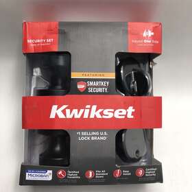 99910-070 Kwikset Pismo Round Rose Matte Black Door Knob Deadbolt Lock Combo Set Smartkey