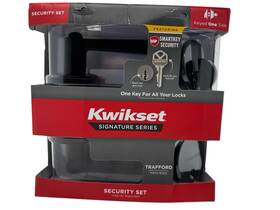 99910-076 Kwikset Trafford Keyed Entry Door Lever Single Cylinder Deadbolt Black