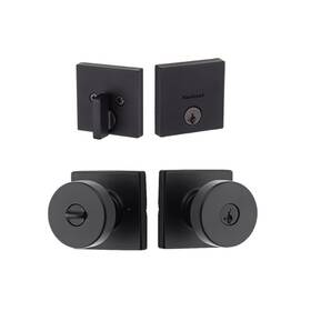 99910-083 Kwikset Pismo Keyed Entry Knob And Single Cylinder Deadbolt Combo Matte Black New