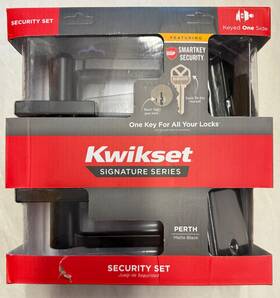 99910-091 Kwikset Security Door Lock Set Perth Lever Handle Smartkey With Deadbolt