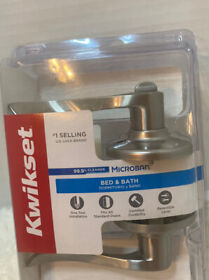 93001-882 Kwikset Balboa Satin Nickel Lockable Bed Bath Doorknob Lever Microban