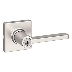 Kwikset Casey Square Keyed Entry Lever Featuring Smart Key Security In Satin