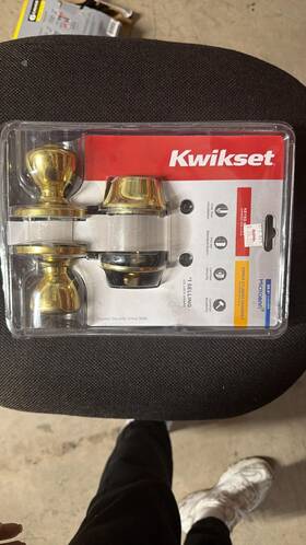 Dk55 Kwikset Keyed Entry Door Knob Lock Set Polished Brass Deadbolt Combo New