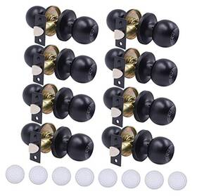 Kydragon 794775139941 8 Pack Privacy Door Knobs Matte Black Interior Passage Lock Keyless Round