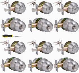 607-sn-6db Lanwandeng 6pk All Keyed Same Entry Door Knob And Single Cylinder Deadbolt Combo Set Nickel