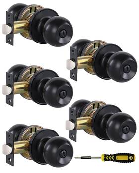 Dnb-bk5p Lanwandeng 5pack Matte Black Privacy Door Knobs With Lock For Bedroom/bathr
