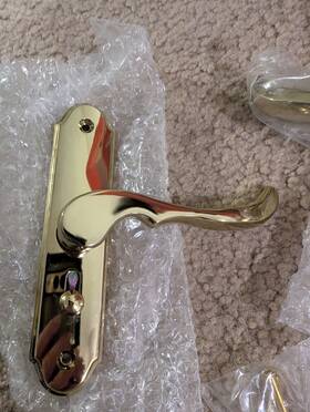 20275207 Larson Storm Door Mortise Lever Lock Handle Set Brass