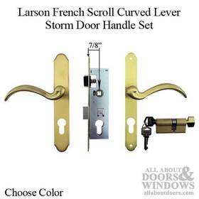 305029 Larson French Scroll Curved Lever Storm Door Handle - Choose