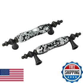 Lbfeel B08p72kfyw 6 Pack 3 Ceramic Drawer Knob Black And White Rustic Dresser Pull