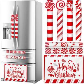 Lem-lemonroad-4437 Lemonroad 7pcs 3d Christmas Candy Cane Refrigerator Handle Covers Kitchen Decorations M