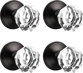 Lepushom 445048788788 4 Pack Clear Crystal Door Knob Inspired Decorative Oil Rubbed Bronze Knobs