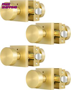 Lethato 445010356304 Brushed Gold Interior Door Knobs For Bathroom / Bedroom Heavy Duty Zinc Alloy