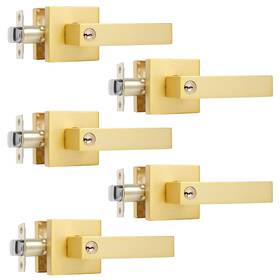 Leydebong 700721468898 5 Pack Gold Door Lever Keyed Alike Entry Handle With Lock Heavy Duty En
