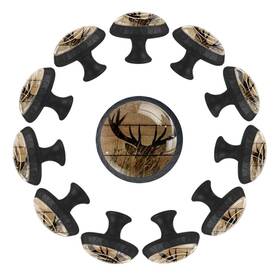 Lilibeely 141673384521 Pack Of 12 Cabinets Hardware Round Furniture Knobs Elk Antler Drawer Dresser
