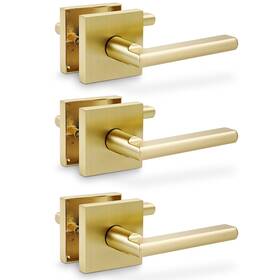 Linkaa 605832257266 Gold Door Lever Satin Brass Passage Handles Bedroom Bathroom Ke