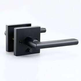 Linkaa 616967897739 Black Interior Door Handle With Push Lock Privacy Lever For Bathroom An