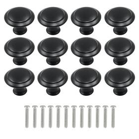 Gaoc-0624 Litoexpe 12 Pcs Black Cabinet Knobs 1 Inch Pulls Drawer Round
