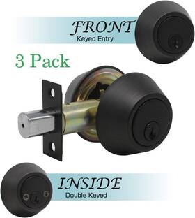 Lock & 715624236024 Knobwell 3 Pack Double Keyed Deadbolt Door In Oil Rubbed Bronze