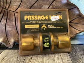 T1182 Lock & Moss Manufacturing Corp. Polished Brass Passage 2-3/8th Backet