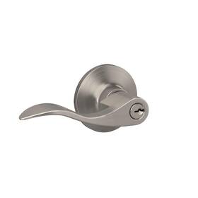 Lock Scout 194555173095 Wave Lever With Round Trim Keyed Entry Door Handle Satin Nickel Finish