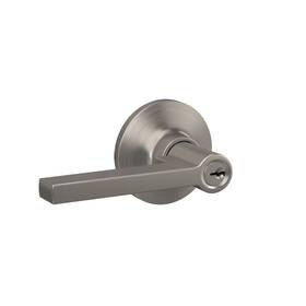 Str8 Lock Scout 194555173125 Straight Lever With Round Trim Keyed Entry Door Handle Satin Nickel Finish